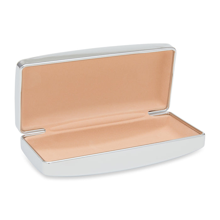 diff eyewear hard chrome case in silver open case view