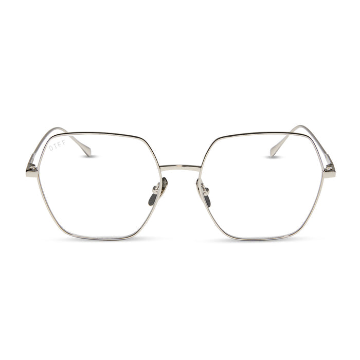 diff eyewear featuring the harlowe square prescription glasses with a silver frame front view