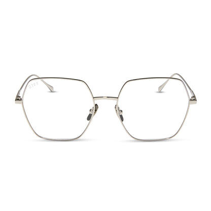 diff eyewear featuring the harlowe square prescription glasses with a silver frame front view