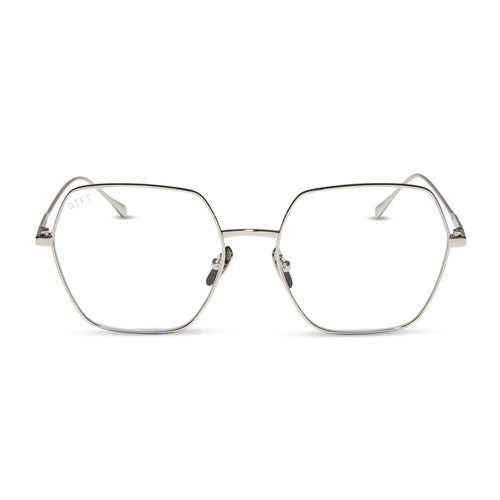 diff eyewear featuring the harlowe square prescription glasses with a silver frame front view