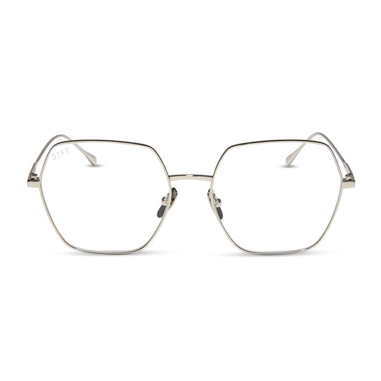 diff eyewear featuring the harlowe square prescription glasses with a silver frame front view