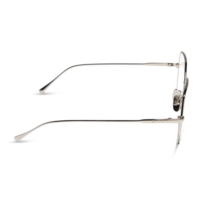diff eyewear featuring the harlowe square prescription glasses with a silver frame side view
