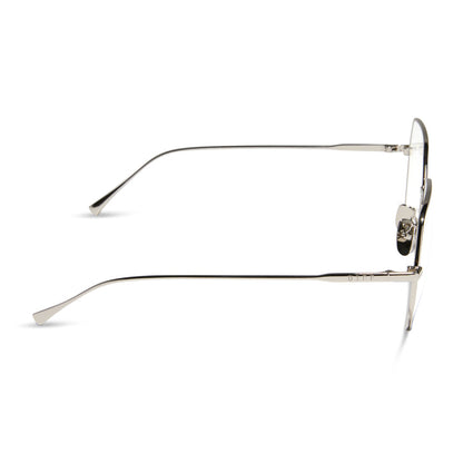 diff eyewear featuring the harlowe square prescription glasses with a silver frame side view