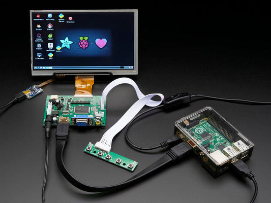 HDMI 4 Pi: 7" Display w/Touchscreen 1024x600- HDMI/VGA/NTSC/PAL [Discontinued] by The Pi Hut - The Pi Hut
