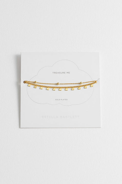 Heart and Bead Chain Double Bracelet