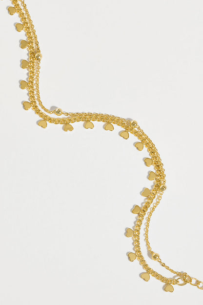 Heart and Bead Chain Double Bracelet