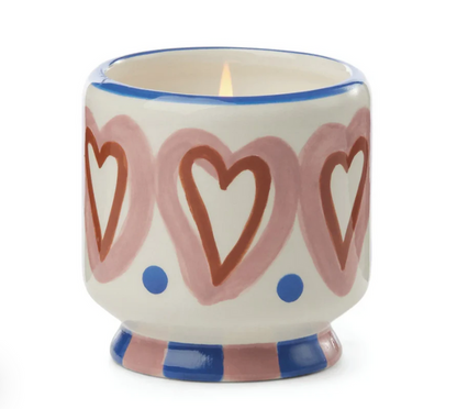 HEARTS CERAMIC CANDLE ROSEWOOD 8OZ