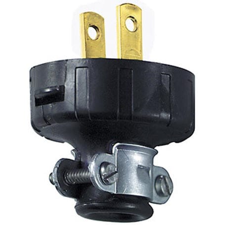 Heavy Duty, Round, 2 Pin Plug with Yellow Inner Belly and Black Outer - 50111 MEGA