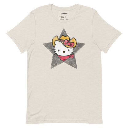 Hello Kitty Cowboy Hat Tee Apparel Printful Heather Dust S