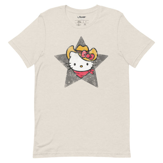 Hello Kitty Cowboy Hat Tee Apparel Printful Heather Dust S