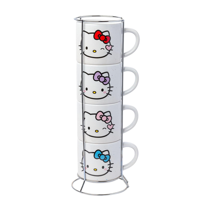 Hello Kitty Winking Hearts 5-Piece Ceramic Mug Stack Home Goods Silver Buffalo LLC