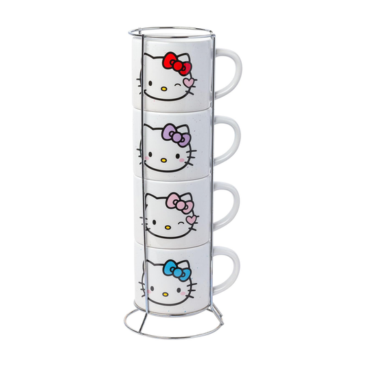 Hello Kitty Winking Hearts 5-Piece Ceramic Mug Stack Home Goods Silver Buffalo LLC