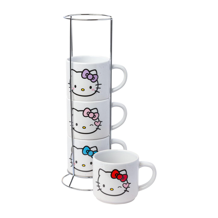 Hello Kitty Winking Hearts 5-Piece Ceramic Mug Stack Home Goods Silver Buffalo LLC