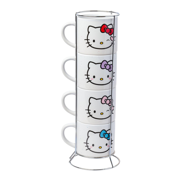 Hello Kitty Winking Hearts 5-Piece Ceramic Mug Stack Home Goods Silver Buffalo LLC