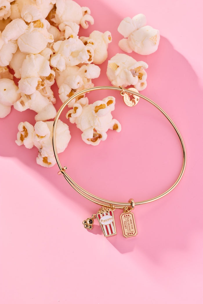'Here For The Drama!' Movie Theater Popcorn & Ticket Charm Bangle