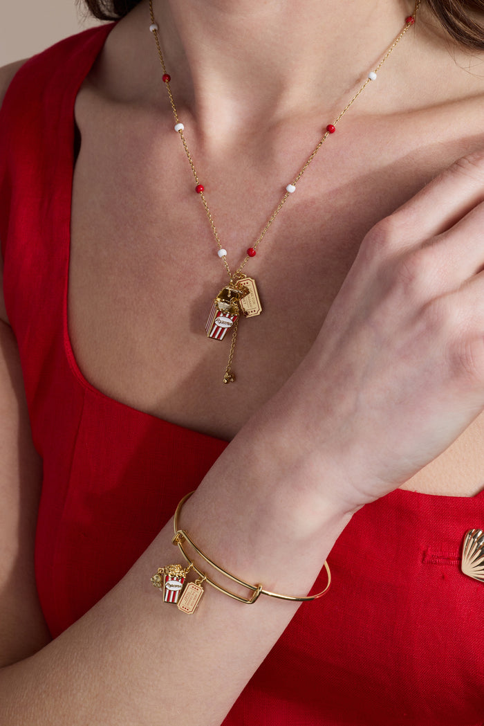 'Here For The Drama!' Movie Theater Popcorn & Ticket Charm Bangle