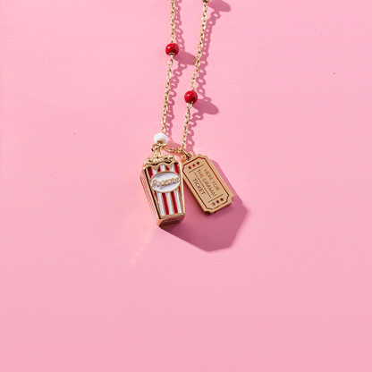 'Here For The Drama!' Popcorn Charm Locket Pendant