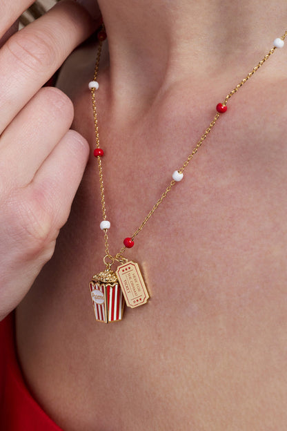 'Here For The Drama!' Popcorn Charm Locket Pendant