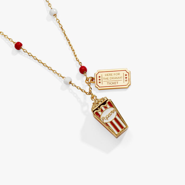'Here For The Drama!' Popcorn Charm Locket Pendant