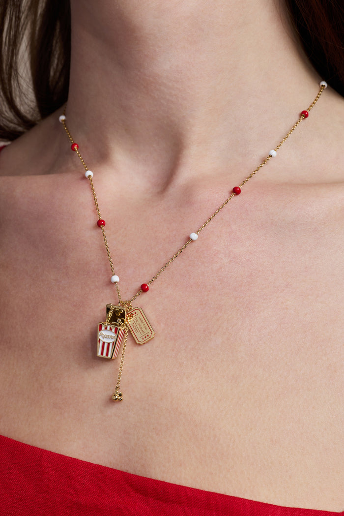 'Here For The Drama!' Popcorn Charm Locket Pendant