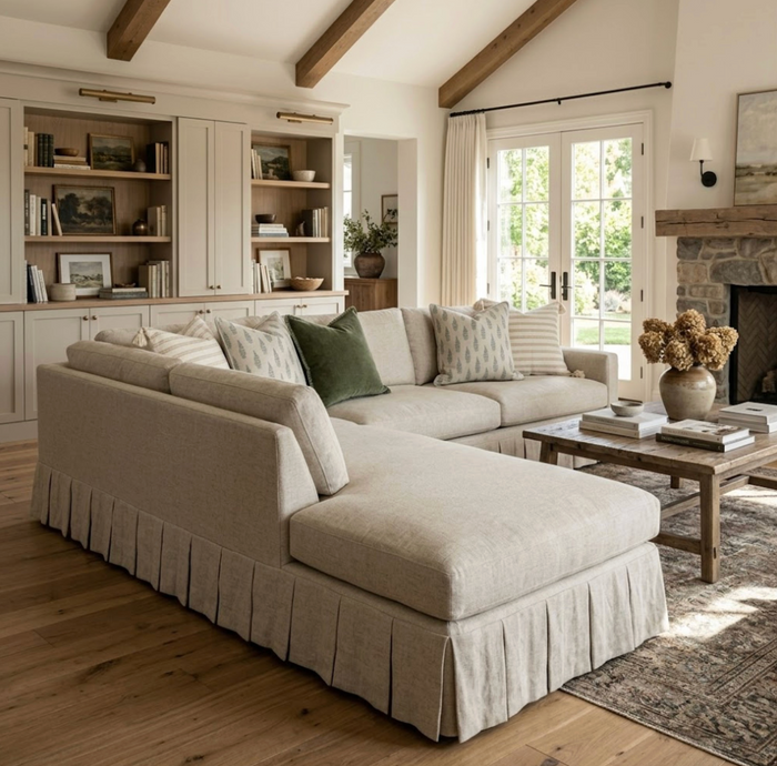 Hollyhock Pillow Cover in Mineral, McLaurin + Piercy Textiles