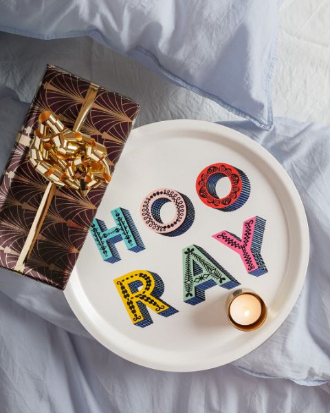 HOORAY MULTICOLOR ROUND TRAY