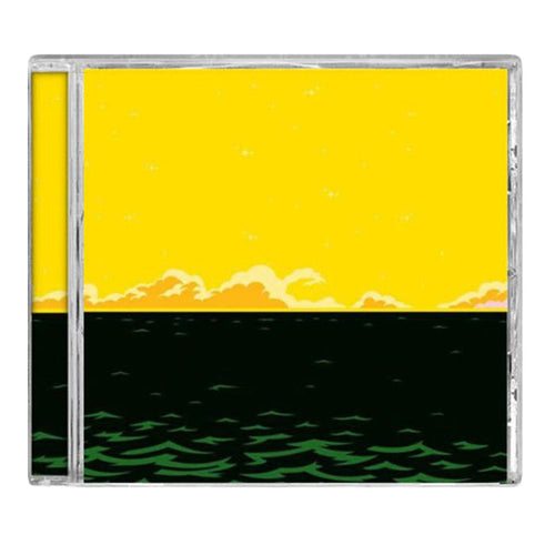 The Rocking Horse Winner CD case features artwork of a bright yellow sky with orange clouds above a dark green sea and light green waves—ideal for indie pop fans and those who love female-fronted bands.