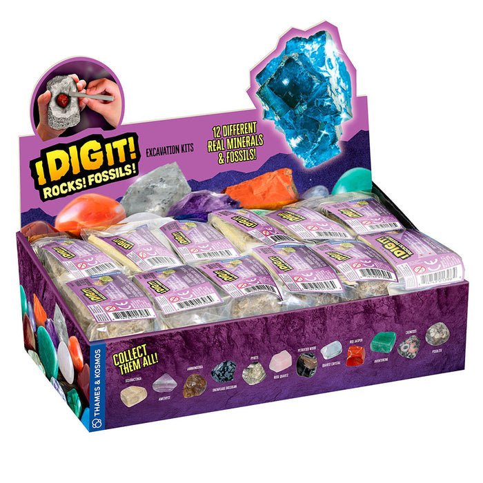 I Dig It! Rocks & Fossils - 24 Mini Excavation Gift Set STEM Thames & Kosmos