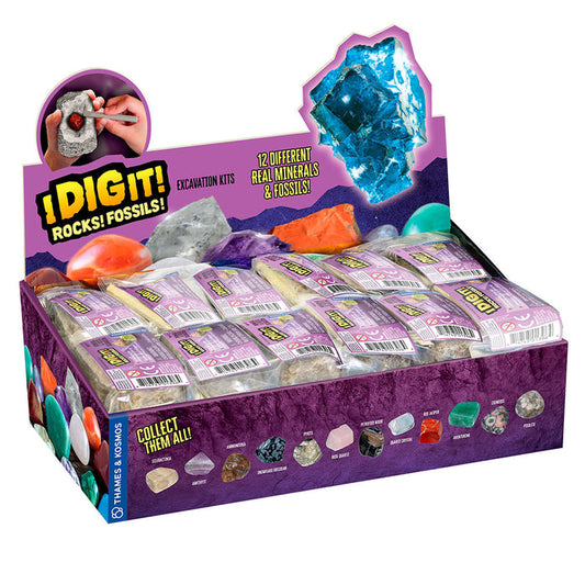 I Dig It! Rocks & Fossils - 24 Mini Excavation Gift Set STEM Thames & Kosmos
