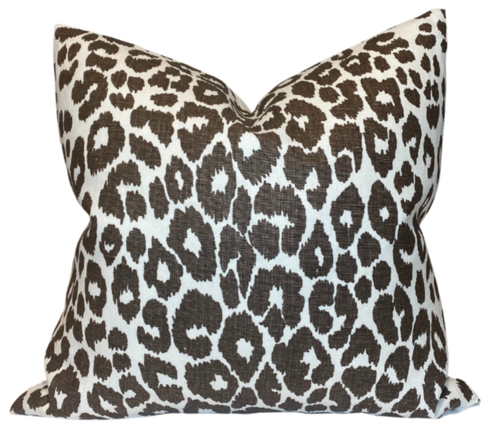 Iconic Leopard Pillow Cover in Brown, Schumacher Textiles