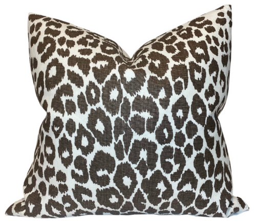 Iconic Leopard Pillow Cover in Brown, Schumacher Textiles