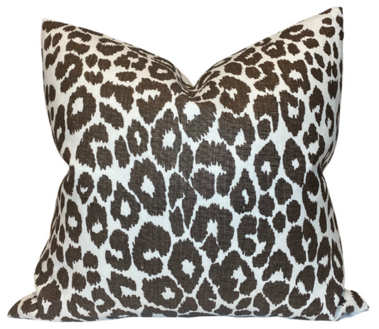 Iconic Leopard Pillow Cover in Brown, Schumacher Textiles