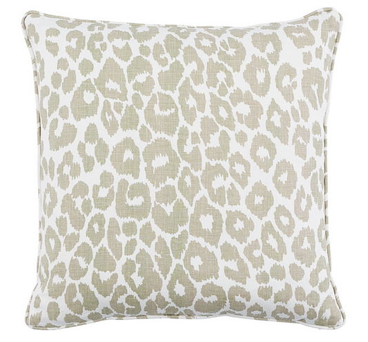 Iconic Leopard Pillow Cover in Linen Brown, Schumacher Textiles