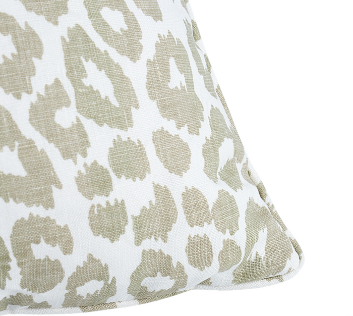 Iconic Leopard Pillow Cover in Linen Brown, Schumacher Textiles