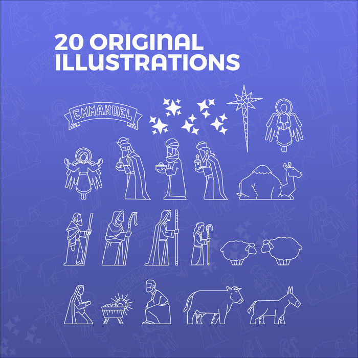 Illustrated Nativity Figures