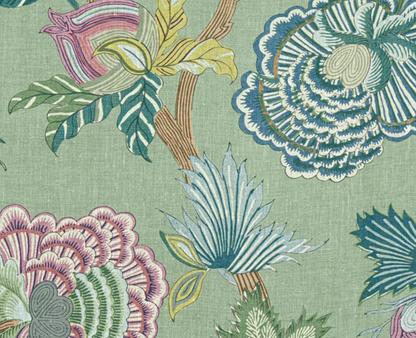 Indienne Jacobean Pillow Cover in Green, Thibaut Pillows