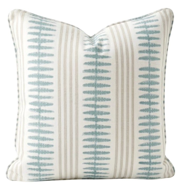 Indo Stripe Pillow Cover in Seaglass, Thibaut Pillows