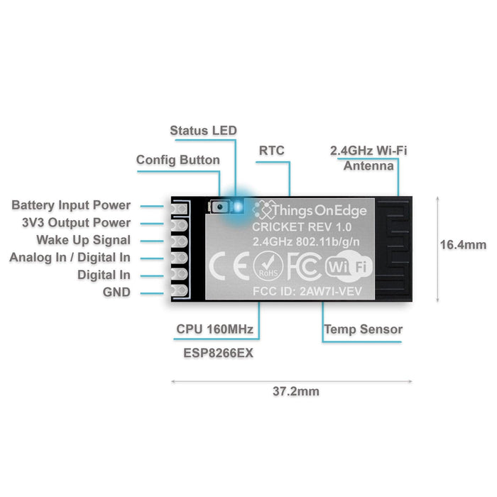 IoT Cricket Wi-Fi Module [Discontinued] by Things On Edge - The Pi Hut