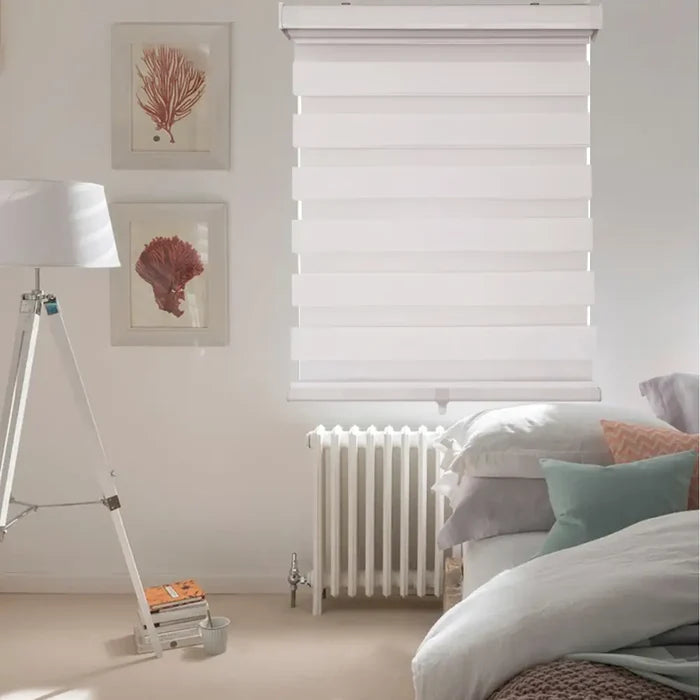 ITY CDNW-1 36 Olivia Stone Cordless Polyester Zebra Day-Night Blind 36"x84" in White