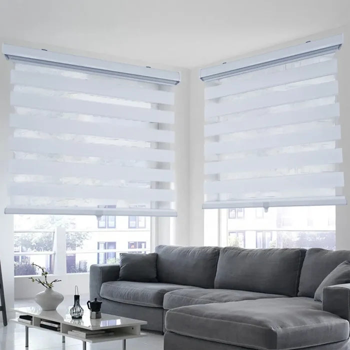 ITY CDNW-1 44 Olivia Stone Cordless Polyester Zebra Day-Night Blind 44"x84" in White