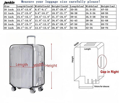 JenKin Luggage Protector Suitcase Cover PVC Waterproof Travel Suitcase Fits Most 20" to 30" (20" (13.8" L x 9.1" W x 20.9" H)) JenKin