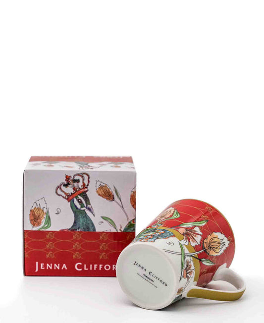 Jenna Clifford Peacock Coffee Mug - Red