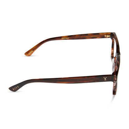 yellowstone x diff eyewear featuring the john dutton rectangle prescription glasses with a sequoia tortoise frame side view