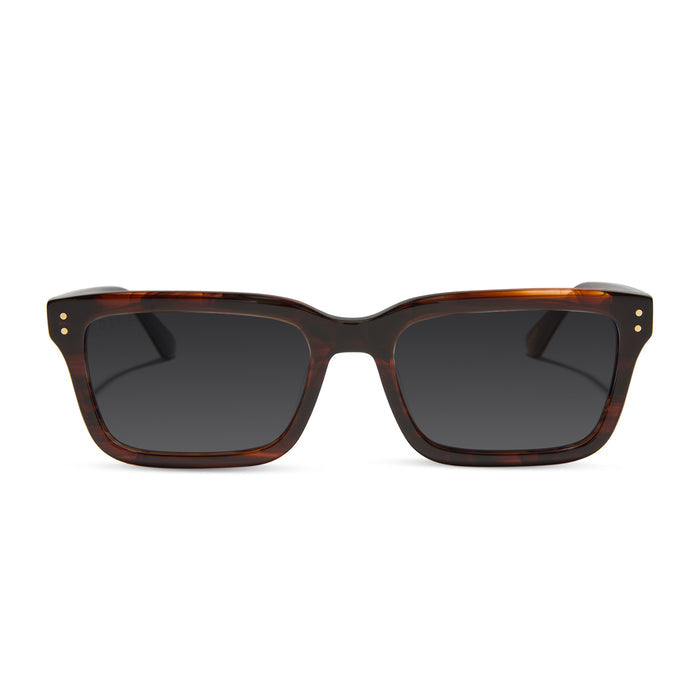 yellowstone x diff eyewear featuring the john dutton rectangle prescription sunglasses with a sequoia tortoise frame front view