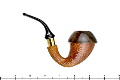 Blue Room Briars is proud to present this Johny Pipes Calabah 2021 Sandblast Calabash with Brass
