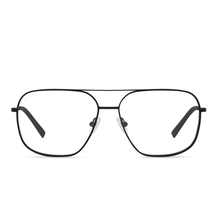 diff eyewear jonas aviators blue light technology glasses in a black frame front view