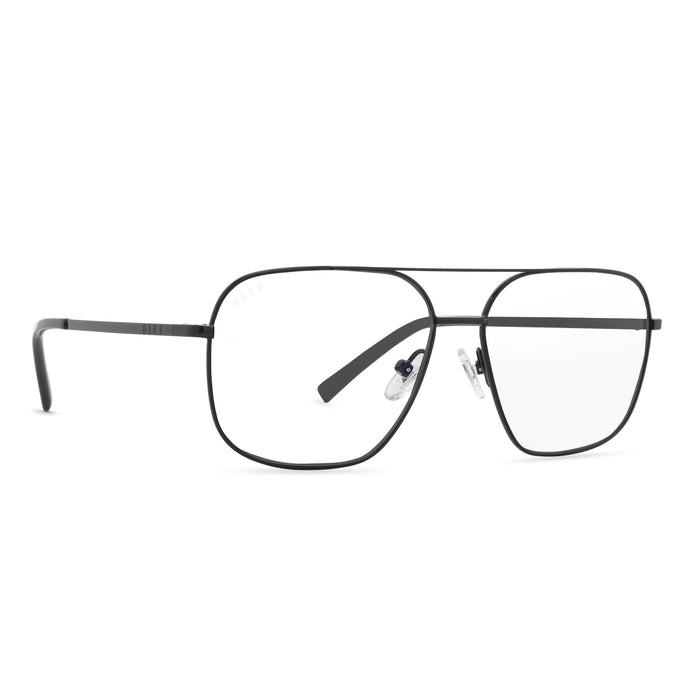 diff eyewear jonas aviators blue light technology glasses in a black frame angled view