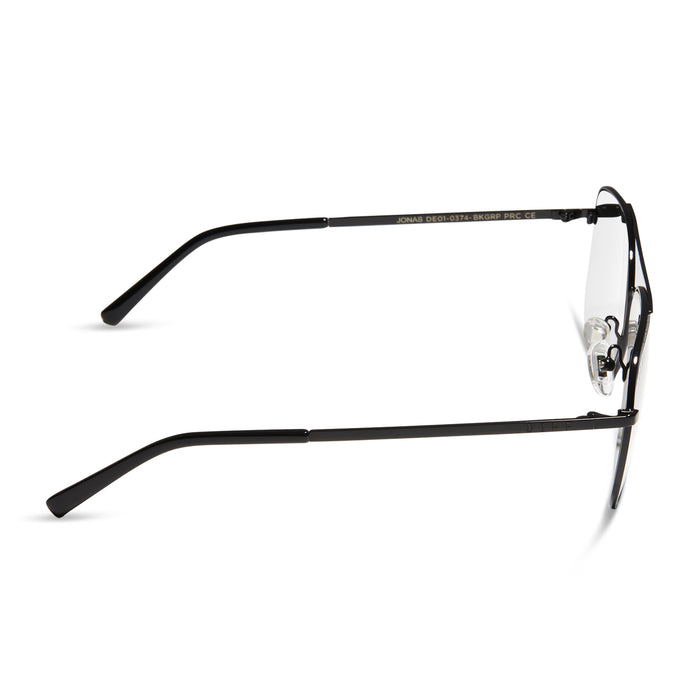 diff eyewear jonas aviators blue light technology glasses in a black frame side view