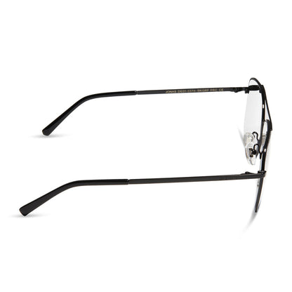 diff eyewear jonas aviators blue light technology glasses in a black frame side view