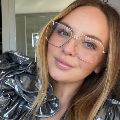 lauren kawano wearing jonas gold wire frame glasses
